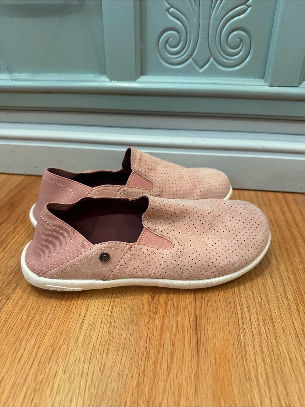 Women's Slip-On Perforated Casual Flats in Blush Pink